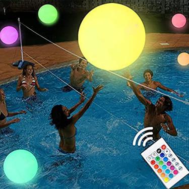 Imagem de Faruxue Bola de praia de LED, bola inflável de 16 cores que mudam de brilho com controle remoto, 4 modos de luz, design à prova d'água, design à prova d'água, festa na praia, brinquedo, decoração de jardim