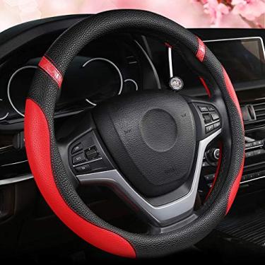 Imagem de Capa de volante feminina de couro universal para carro 38 cm (vermelho)