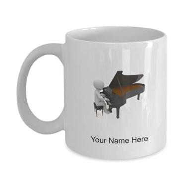 Imagem de Caneca de piano personalizada - Caneca de café para amantes de piano, ideia para crianças meninos e meninas Amor - Caneca de café de 325 ml
