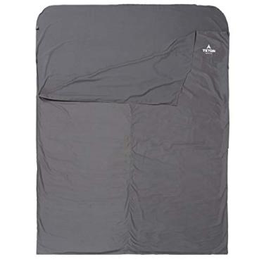 Imagem de TETON Sports Forro de saco de dormir Mammoth de algodão; um conjunto de lençóis limpos em qualquer lugar que você vá; perfeito para viagens, acampamento e a qualquer hora que você esteja longe de casa durante a noite; lavável na máquina, preto, 231 x 147 cm