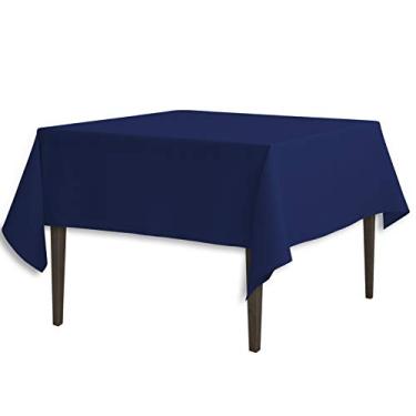 Imagem de Toalha de mesa quadrada de poliéster de 210 cm azul marinho