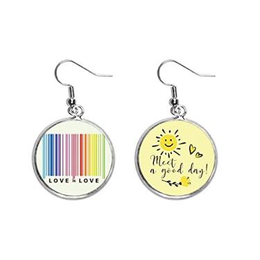 Imagem de Brinco de flor de sol colorido com motivo de consulta igual de arco-íris joia moderna