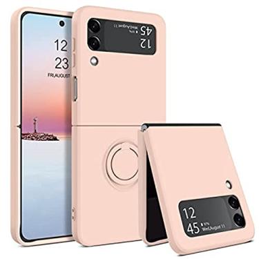 Imagem de Para samsung z flip 4 caso anel titular magnético líquido silicone casos de telefone para samsung galaxy z flip 3 zflip 4 zflip3 capa macia, rosa, para samsug z flip 4