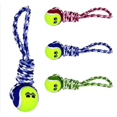 Imagem de Brinquedo Para Cachorro Corda Com Bola De Tenis