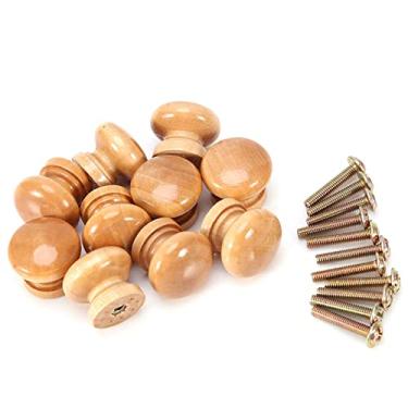 Imagem de Puxadores de madeira de armário, puxadores de armário de cozinha sólidos móveis cômoda guarda-roupa puxadores de gaveta de armário puxadores alças redondas em forma de cogumelo (S 24MM)