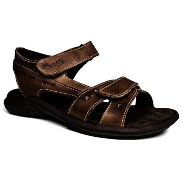 Imagem de Sandália Papete Masculina de Couro Marrom 400