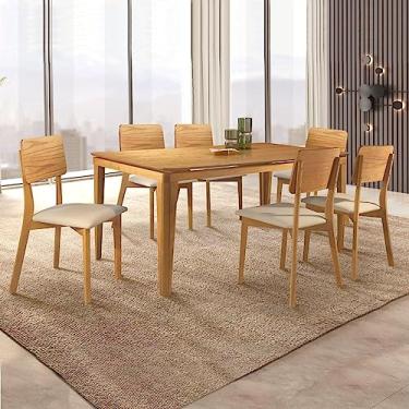 Imagem de Conjunto Sala de Jantar Mesa 180cm com 6 Cadeiras Rubi Tradição Móveis Naturalíssimo