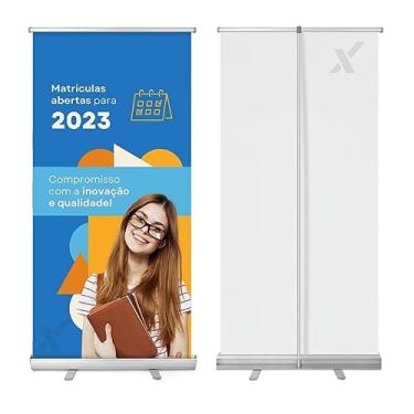 Imagem de Porta Banner Roll-up Suporte Banner Estrutura 80x200cm Bolsa para Transporte