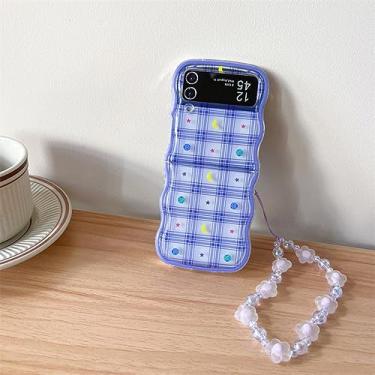 Imagem de Estojo de telefone estilo xadrez flor lua estrela para Samsung Galaxy ZFlip 4 3 ZFlip5 Zflip4 capa rígida suporte de concha sólida, 03, para Samsung Z Flip 3