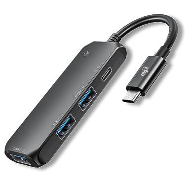 Imagem de Adaptador HUB USB, 4 em 1, Entrada Tipo-C, 3 Portas USB-A, 1 USB Tipo-C, USB 2.0 e 3.0, Velocidade Até 5Gbps, Fabricado em PVC, Preto, HUB41C, ELG