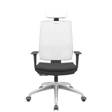Imagem de Cadeira Office Brizza Tela Branca Com Encosto Assento Aero Preto Relax