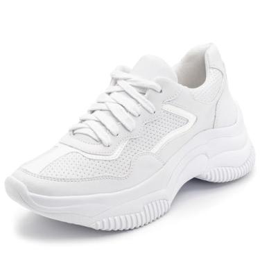 Imagem de Sneaker Tênis Chunk Feminino Branco Caminhada sola alta confortavel Flatform Cor:Branco;Tamanho:35;Gênero:Feminino