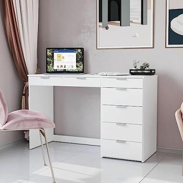 Imagem de Escrivaninha Penteadeira 120cm 7 Gavetas Columbus Branco