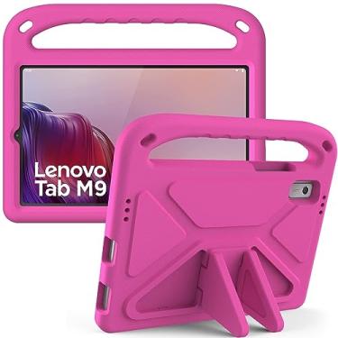 Imagem de Capa infantil compatível com Lenovo Tab M9 (TB-310FU) 9,0 polegadas versão 2023, suporte leve à prova de choque capa protetora adequada para crianças (cor: rosa vermelho)