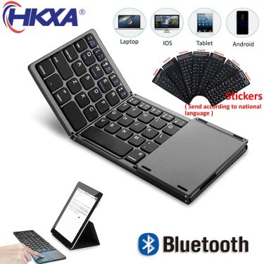 Imagem de HKXA-Mini teclado sem fio dobrável  Bluetooth 3.0 Touchpad  Bluetooth 3.0 teclado para Windows