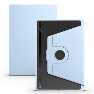 Imagem de Tampa do caso da tabuleta Capa traseira transparente compatível com Samsung Galaxy Tab S8 Plus 12,4 polegadas/S7 Plus/S7 FE SM-X800, SM-X806,T730,T790, suporte giratório de 360 ​​graus Folio Flip Smar