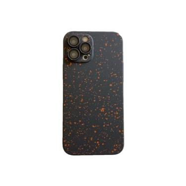 Imagem de Capa luxuosa de plástico rígido com respingos de arte, para iphone 14 pro max 11 12 13 pro max plus, capa protetora de câmera de vidro, laranja, para iphone 14 pro