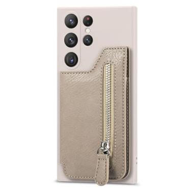 Imagem de GERRIT Capa de couro para Samsung Galaxy S24 Ultra/S24 Plus/S24, capa de telefone de silicone à prova de choque com compartimento para cartão, capa carteira com fecho magnético, branca, S24