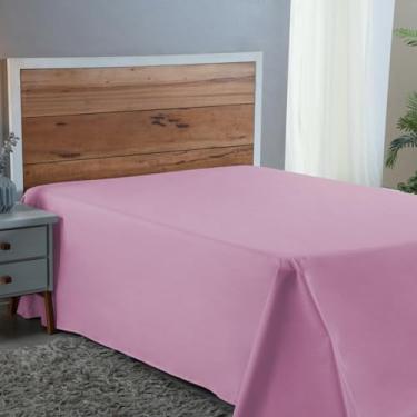 Imagem de Lençol Casal Sem Elástico 300 Fios 100% Algodão Virol Forro de Cama Size (ROSA)