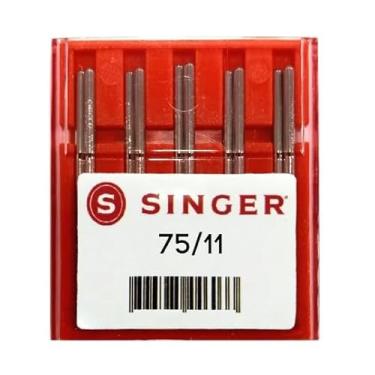 Imagem de Agulha Singer de Costura Industrial Máquina Reta Cabo Grosso 1955 - Blister com 10 unidades - 75/11