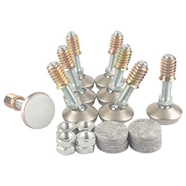 Imagem de HUAYY Niveladores de pés giratórios para móveis, altura angular ajustável (kits de inserção de porca 5/16-18 --- 8 conjuntos), pernas de nivelamento resistente para cadeiras de mesa, armários, sofá, com almofadas de feltro autoadesivas de alta densidade