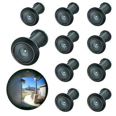 Imagem de TOGU Lente de vidro HD de latão sólido com certificação UL TG3016NG-CBC olho mágico de 220 graus para portas de 3,5 cm a 6,5 cm, acabamento preto fosco clássico, 10 conjuntos