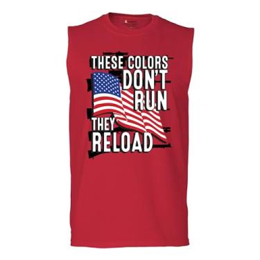 Imagem de Camiseta masculina These Colors Don't Run They Reload Muscle 2nd Amendment 2A Don't Tread on Me Second Right American Flag, Vermelho, M