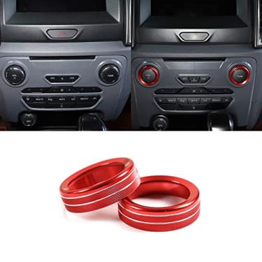 Imagem de Tampa circular de botão de ajuste de volume do console central do carro compatível com Ford Ranger 2015-2018 alumínio mídia volume estéreo ajuste interruptor botão decoração capa anel guarnição