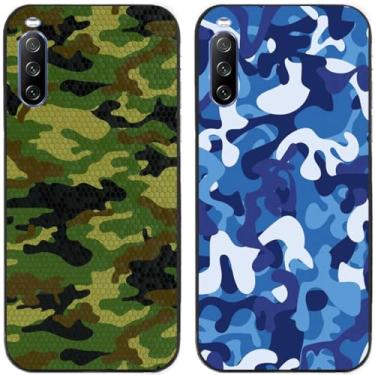 Imagem de 2 peças de capa de telefone traseira de silicone em gel TPU impresso camuflagem legal para telefone Sony Xperia (Sony Xperia 10 II)