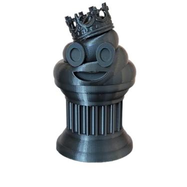 Imagem de Znet3D Troféu de emoji King Poop – Prêmio divertido e presente – Feito à mão com fabricação aditiva – 15 cm de altura – com um emoji sólido de cocô com uma coroa, preso em uma coluna (Preto)