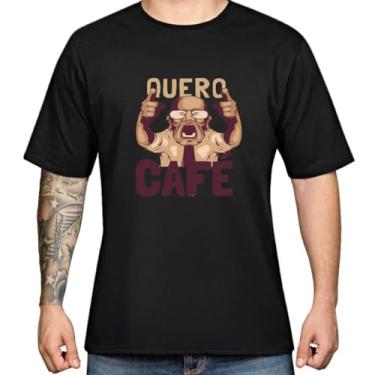 Imagem de Camiseta Masculina Meme Quero Café Camisa de Manga Curta 100% Algodão (BR, Alfa, P, Regular, Preto)