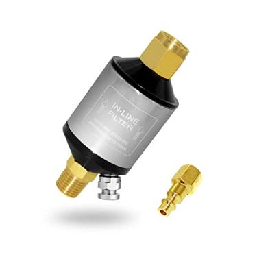 Imagem de Beduan Filtro separador de óleo de água e compressor de ar para pistola de pintura, 1/4" NPT rosca macho e fêmea prata