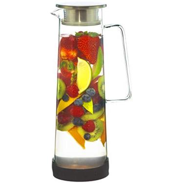 Imagem de GROSCHE Bali infusor de água de vidro feito à mão e jarra de água com tampa de filtro de aço inoxidável, 1500 ml