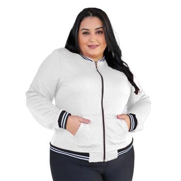 Imagem de Jaqueta Bomber Feminina Plus Size Com Bolsos G1 G2 G3 Blusa Frio Donna Martins