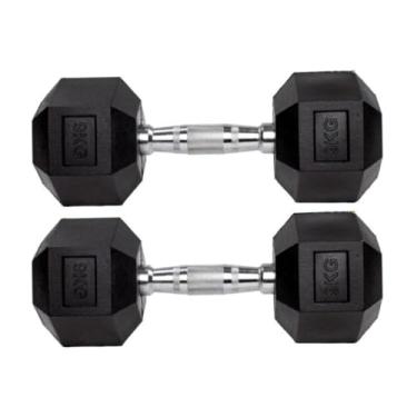 Imagem de Par Halteres 9kg + 9kg Dumbbell Sextavado Emborrachado Pegada Cromada Gallant (gdb09f3b-pt)