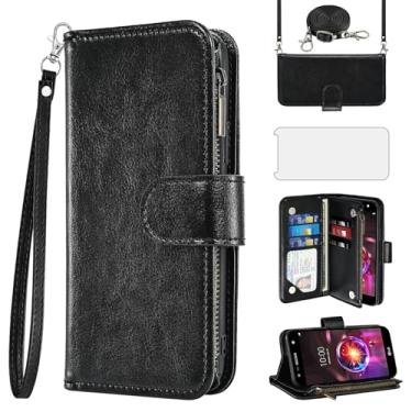 Imagem de Asuwish Capa de celular para LG X Charge/Fiesta 2 LTE/X Power 3/X5/LV7 carteira com protetor de tela, alça transversal com zíper, suporte para cartão LG-M322 XPower 2 SP320 M327 M322 mulheres meninas