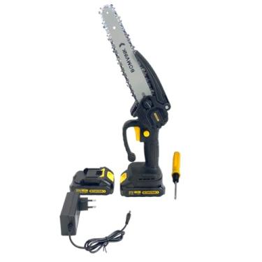 Imagem de Mini motosserra sem fio 8 polegadas, SERRA MANUAL SUPER PODEROSA COM 2 BATERIAS recarregaveis de 21v, motosserra elétrica PORTÁTIL com autonomia de até 1 hora, Carregador Bivolt.