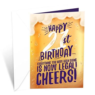 Imagem de Prime Greetings Cartão de aniversário engraçado de 21 anos, feito nos EUA, ecológico, cartolina grossa com envelope premium 12,7 cm x 19,7 cm, embalado em embalagem protetora