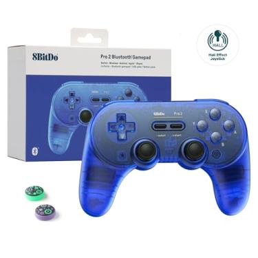Imagem de 8Bitdo Pro 2 Wireless Bluetooth Controller (Hall Effect Joystick Update) - for Switch PC Windows Android MacOS Steam Raspberry Pi (Transparent Blue)