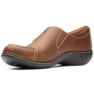 Imagem de Clarks Mocassim feminino Ashland Lane Q, couro castanho escuro, 38 M EUA, Bronzeado escuro, 0 Women/0 Men