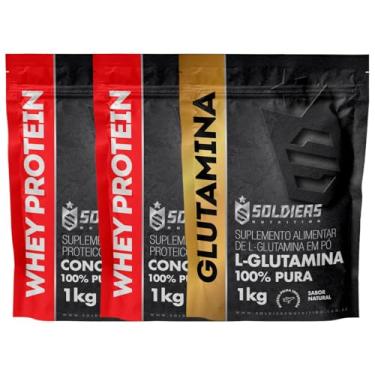 Imagem de Kit: Whey Protein Concentrado 2Kg + Glutamina 1Kg - 100% Importado - Soldiers Nutrition Sabor:Natural