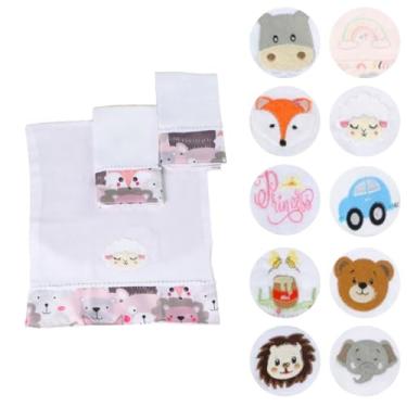 Imagem de Fraldas de Boca Para Bebê Estampada Bordada 30x40 com Tecido Duplo 03 Peças (Bichinhos na Selva)