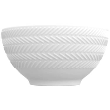 Imagem de Bowl Tigela Porcelana 400ml Branca Relevo Chevron Germer Caldos Sopas Sobremesas