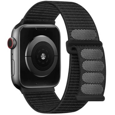 Imagem de DaQin Pulseira esportiva de nylon compatível com Apple Watch séries 11, 10, 9, 8, 7, 6, 5, 4, 3, 2 e 1 SE, Ultra, feminina e masculina de 44 mm, 42 mm, 45 mm, 46 mm, 49 mm, macia e respirável