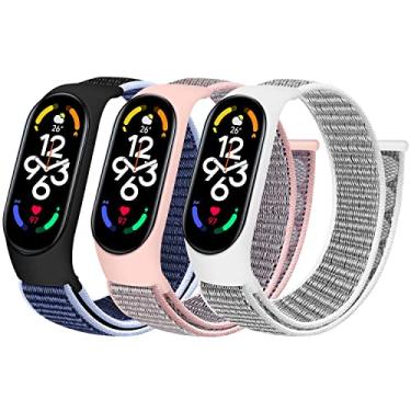 Imagem de WNIPH Pulseira de nylon esportiva compatível com Xiaomi Mi Band 7/6/5/4/3 e Amazfit Band 5, pulseira ajustável de 165 mm a 245 mm, material nylon macio e durável, design seguro, para mulheres e homens