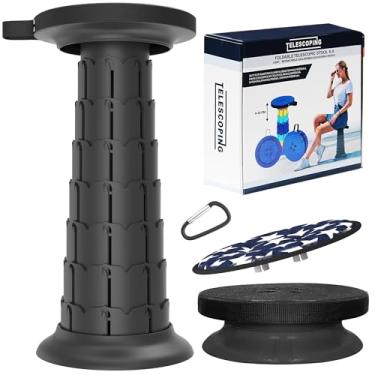 Imagem de Banco dobrável XXL atualizado 2025 com almofada 51,8 cm, peso máximo de 200 kg, assento pop up mais largo e mais alto, banco dobrável portátil resistente ou descanso de pés de viagem, presente para