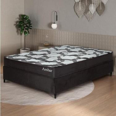 Imagem de Conjunto Colchão Ortopédico e Base Box Casal 57x138x188cm Ambar Yescasa Preto