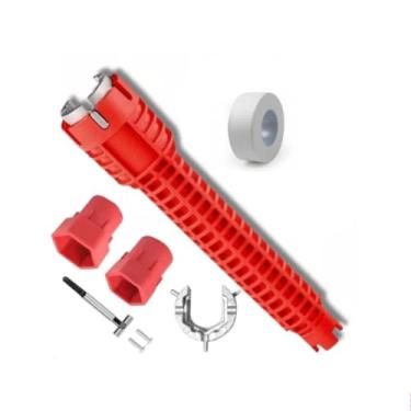 Imagem de Chave Para Apertar Cano Pia Sifão Trocar Torneiras + Veda Rosca