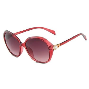 Imagem de HCPIHF Óculos de sol femininos grandes, vintage, gota d'água, cristal, perna, decoração, UV400, óculos de viagem, C7, luz, vermelho, cinza, tamanho único