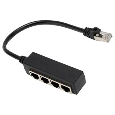 Imagem de Cabo Divisor Ethernet RJ45, Preto 4 X Porta de Rede RJ45 Um Ponto Quatro Divisor de Cabo Ethernet ABS PCB Adaptador Divisor RJ45 para Laptop, Conecte Apenas Uma Rede por Vez